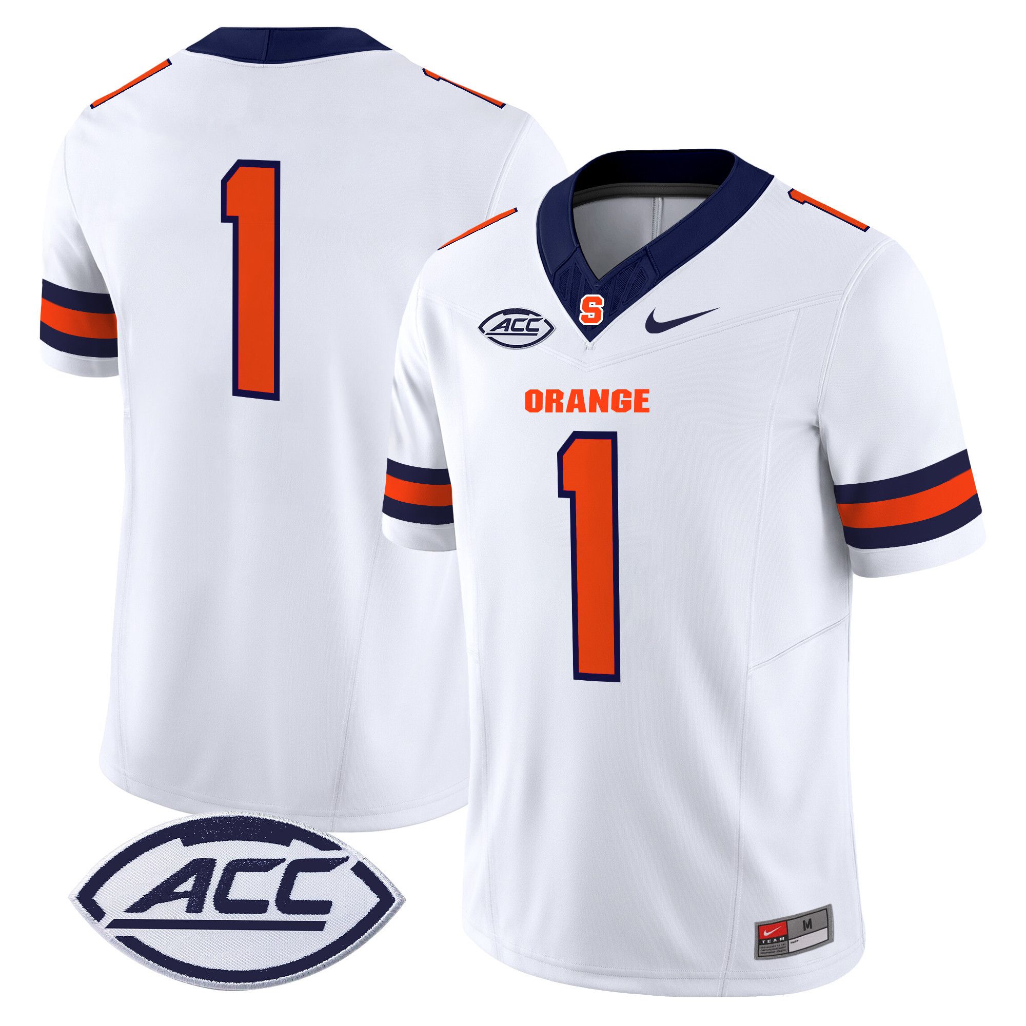 Men Syracuse Orange #1 No Name White Nike 2024 Vapor Limited NCAA Jersey->ncaa teams->NCAA Jersey
